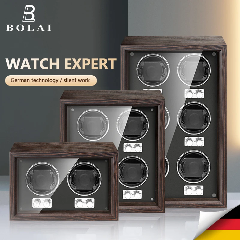 BOLAI Luxury Brand Wood Watch Winder High-End 1 2 4 Slot Automatic Watches Box with Mabuchi Moto Watch Cabinet Clock Storage Box