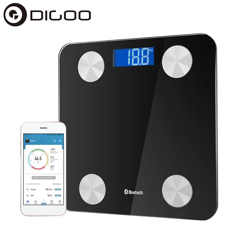 DIGOO DG-BF8028 Смарт Электронные весы напольные весы цифровой экран LCD Вес весы зарядка через usb приложение Управление для Android/IOS