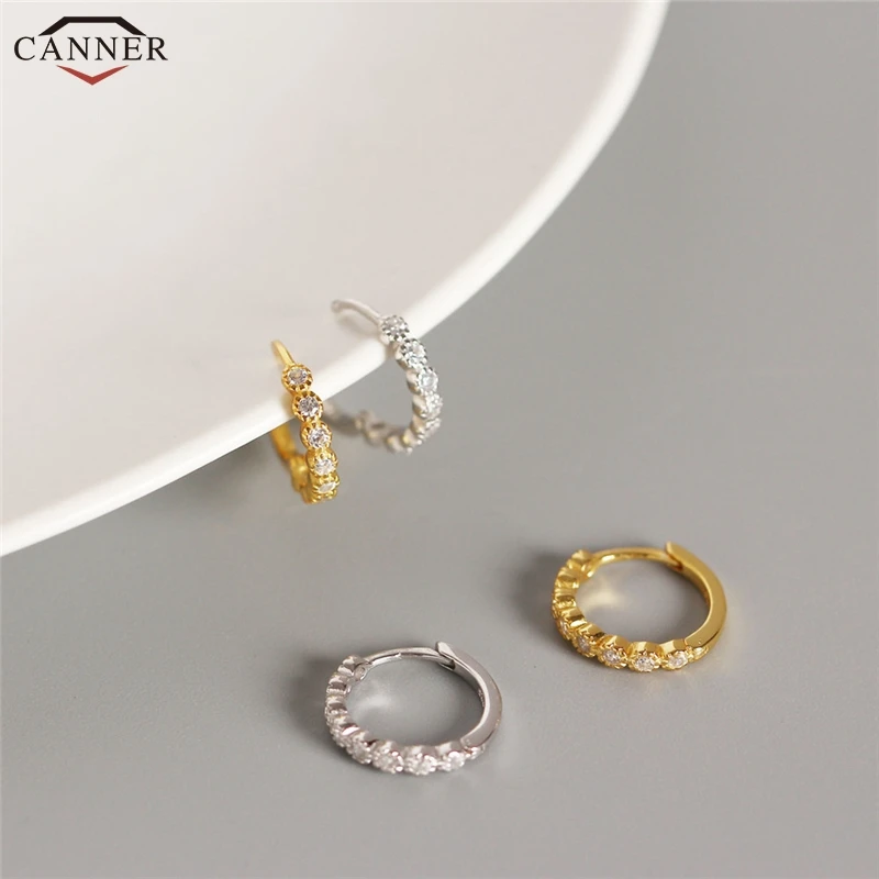 

Gold Color Small Hoop Earrings for Women Zircon Crystal Circle Earrings 925 Sterling Silver Huggie Earrings 2019 Jewelry Gift H4