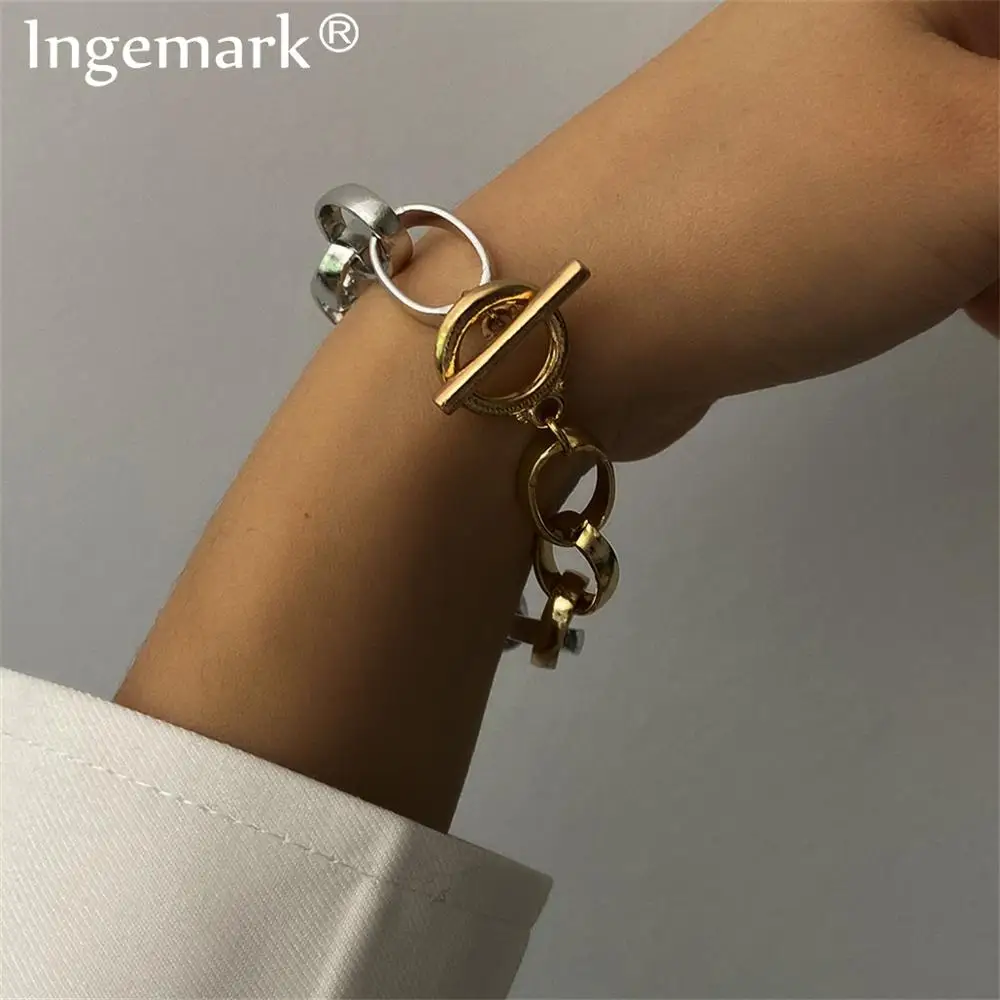 

Ingemark Unique Mix Chunky Chain Bracelet Bangle for Women Men Armband Steampunk Lariat Twisted Circle Bracelets Couple Jewelry