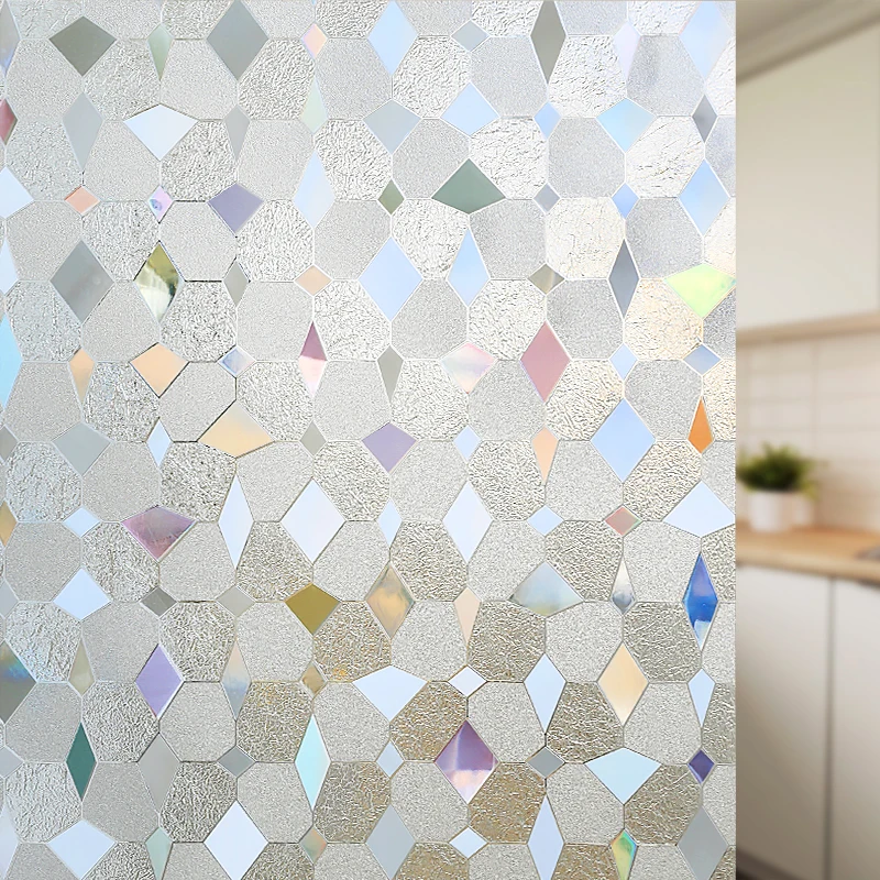 Crystal Design Glass Film Static Cling Reusable Multiple Size Privacy Protection Laser Anti-UV Window Film 23.62''by78.7''