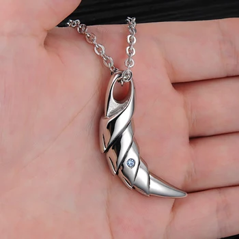 

Men Antique Stark Blue Crystal Wolf Fang Tooth Pendant Necklace Vintage Wolf Tooth Dragon Pendant Necklace jewellery