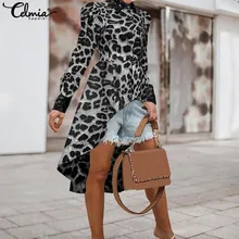 ^#Cheap 2019 Celmia Fashion Leopard Print Blouses Puff Sleeve Lapel Casual Shirts Casual Loose Asymmetrical Long Tops Plus Size Blusas ^#Cheap 2019 Celmia Fashion Leopard Print Blouses Puff Sleeve Lapel Casual Shirts Casual Loose Asymmetrical Long Tops Plus Size Blusas