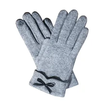 Новые модные женские зимние перчатки, шерстяные теплые варежки на полный палец, женские спортивные одноцветные перчатки для катания на лыжах и вождения