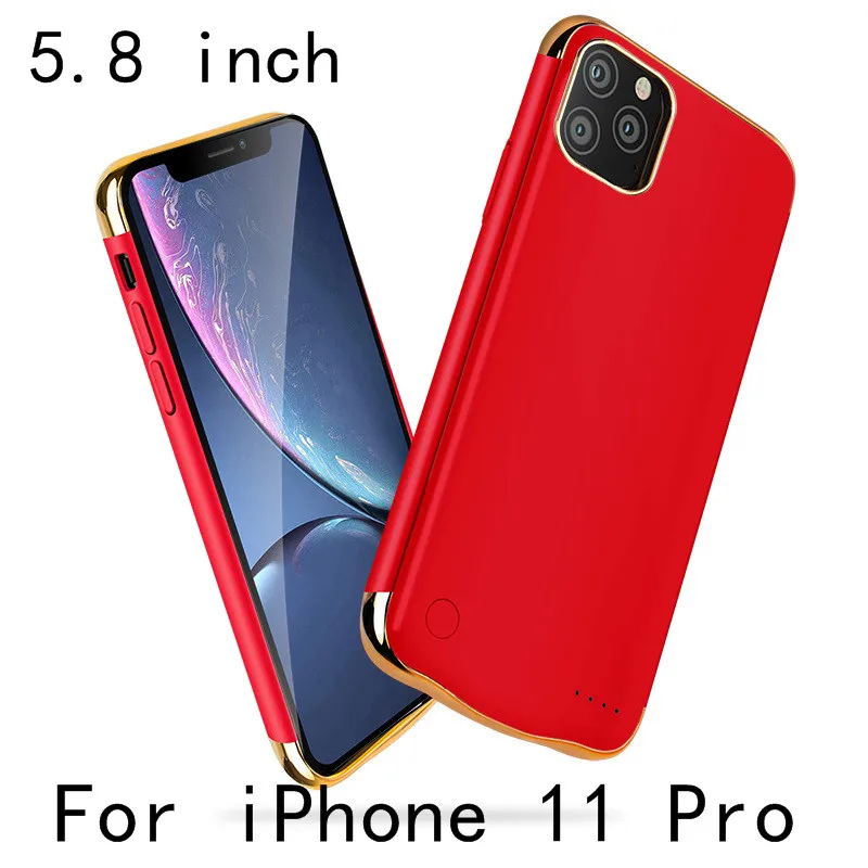 Тонкий ударопрочный чехол для батареи для iPhone 11 Pro Аккумулятор max зарядное устройство чехол для iPhone 11 внешний аккумулятор зарядное устройство чехол - Цвет: i11 Pro-Red