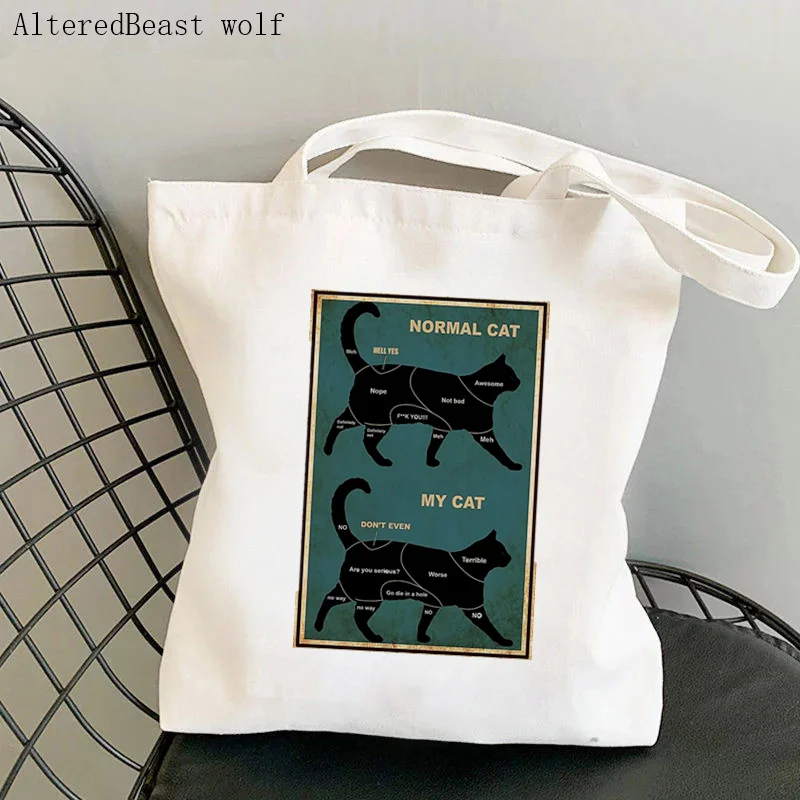 Women Shopper bag normal cat my cat Printed Kawaii Bag Harajuku Shopping Canvas Shopper Bag girl handbag Tote Shoulder Lady Bag