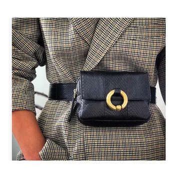 

European And American Punk Python Pattern Mini Belt Shoulder Bag With Metal Ring Lock Net Red Star Belt Bag Fashion Chain Bag