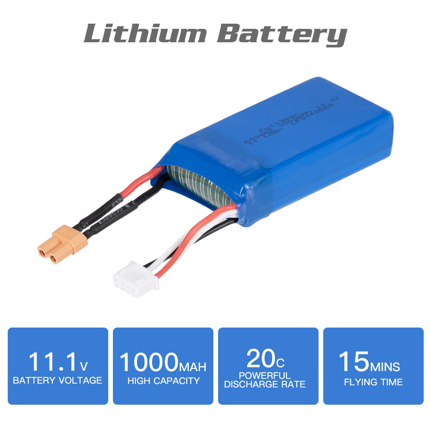 

11.1V 1000mAh 20C Lithium Battery RC Battery for Wltoys XK X450 RC Airplane Fixed Wing