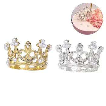 

Fake Pearl Mini Crown Shape Cake Topper Wedding Engagement Sweet Decoration