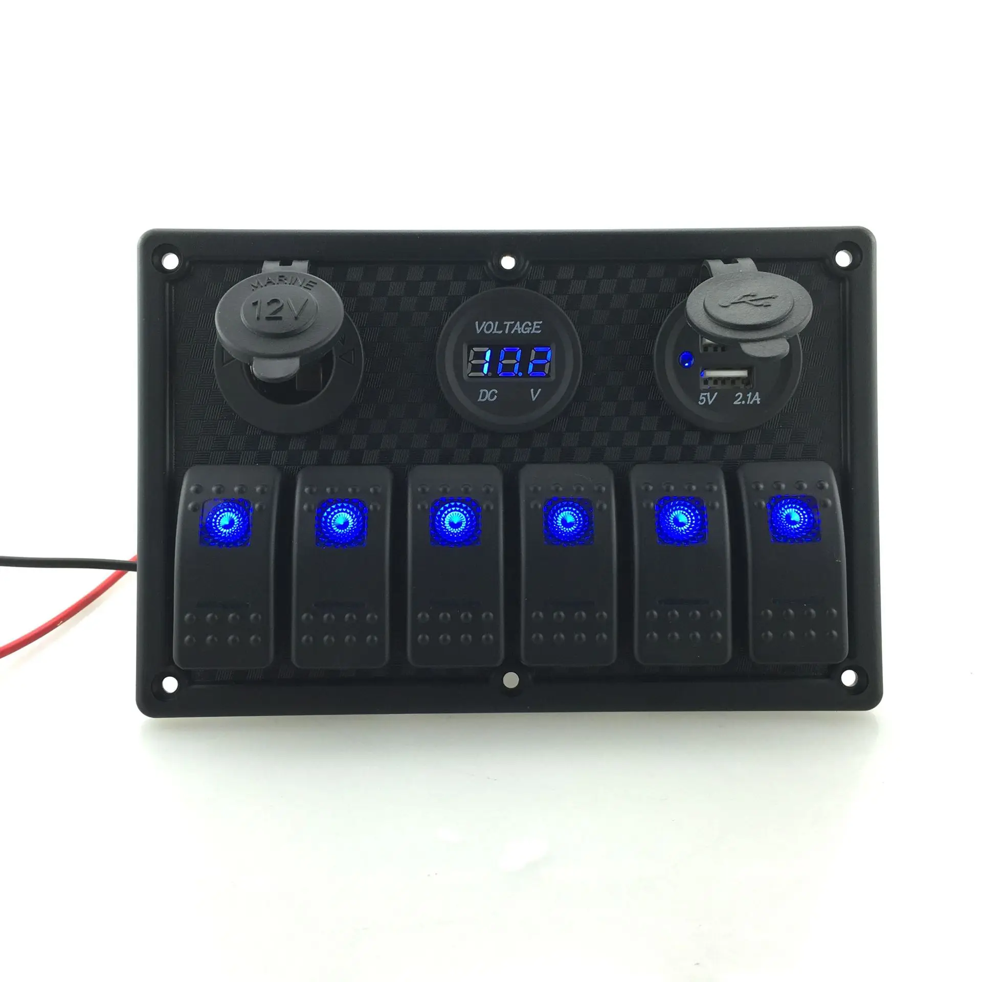 

Caravan Driving Cab Fittings Six Group Switch Panel Switch Blue Switched-mode Power Supply USB Voltmeter USB Car Charger