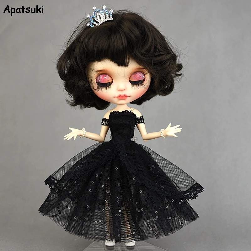 Tanio Czarna księżniczka sukienka dla Blythe lalki nowy rok suknia