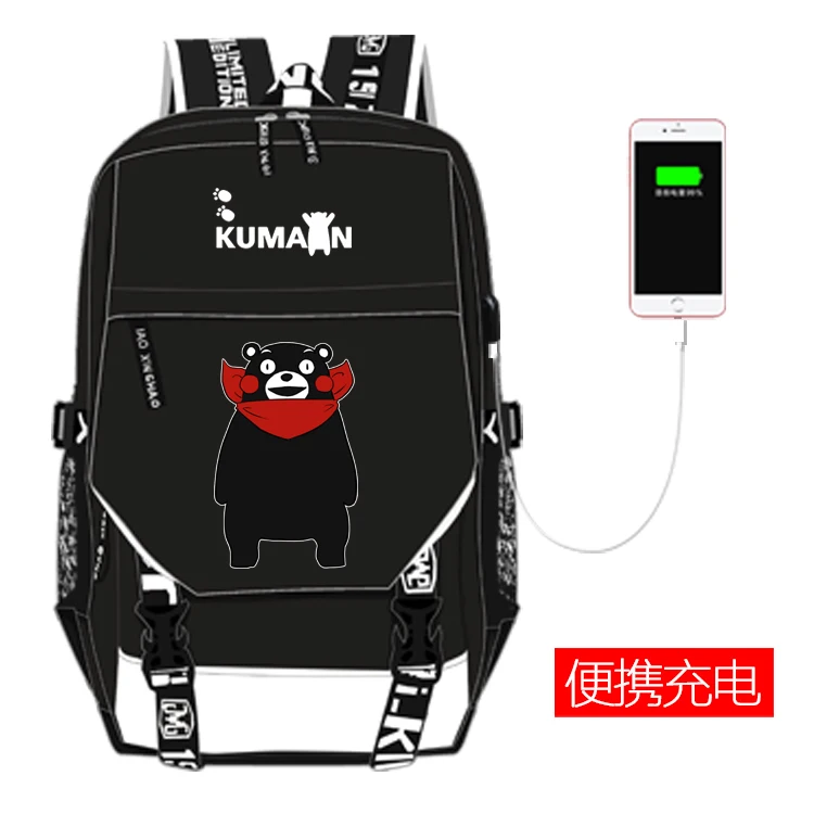 Style 15 Аниме; Кумамон, медведь, USB рюкзак, школьная сумка для женщин и мужчин, дорожные сумки, косплей, для детей, студентов, школьная сумка, подарок - Цвет: Style 15