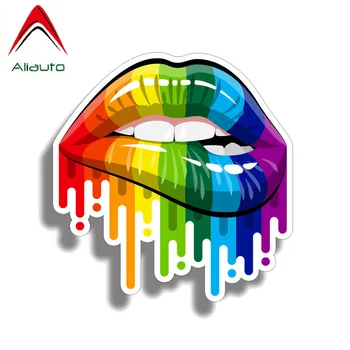 

Aliauto Funny Rainbow Sensual Lips Car Sticker Sexy Abstract Paint Gay PVC Decal for Audi A5 A6 C5,13CM*13CM