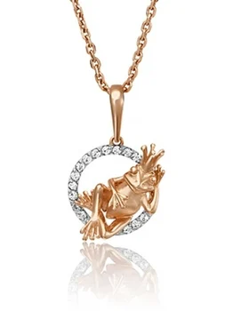 

Yuz platinum pendant frog with cubic zirconia Red Gold