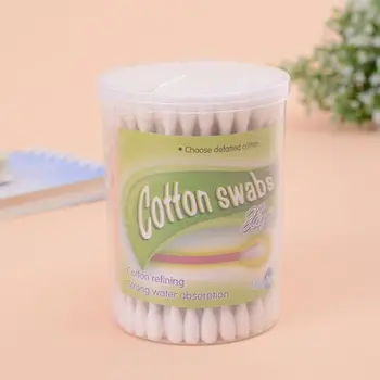 

100Pcs/Box Double Tipped Cotton Swabs Wooden Handle Keyboard Fingernail Ear Cleaning Buds Sticks Multipurpose Makeup Beauty Tool