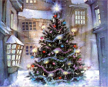 

Handmade Modern Christmas Decoration Oil Painting on Canvas Christmas Tree Landscape for Home and Wedding Decor