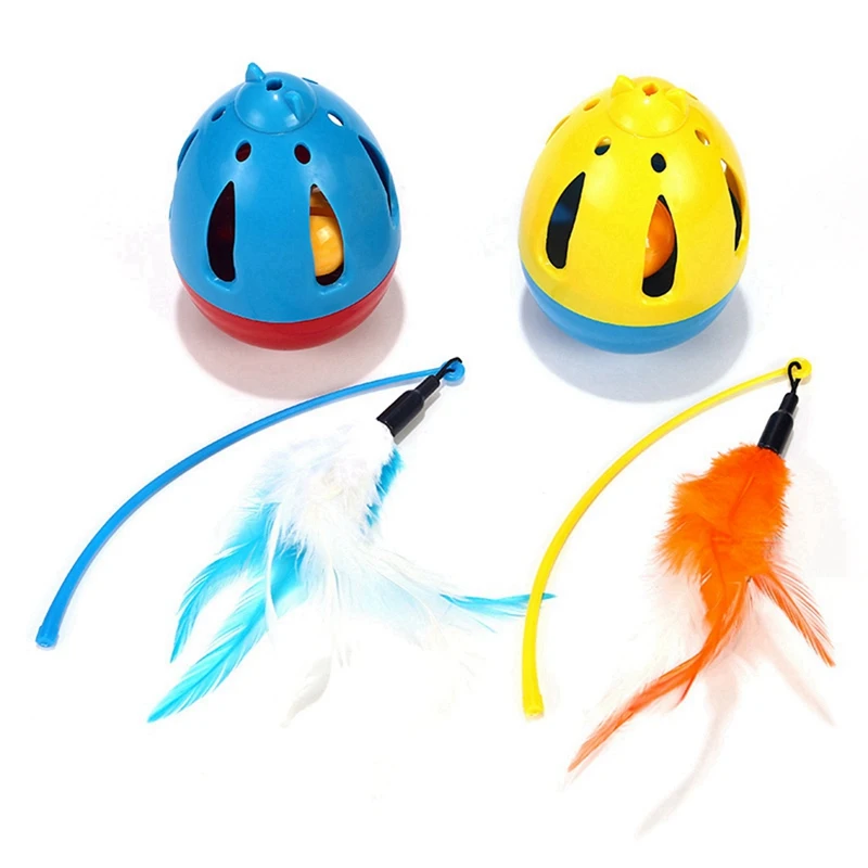 Кошка перо мяч игрушка пластиковый стакан мяч с пером для кошек Интерактивная Дразнилка для котенка для игр в помещении