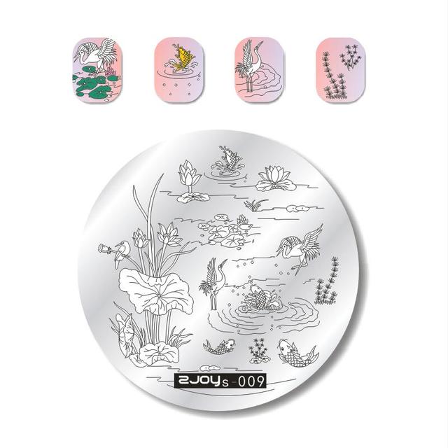 Round Nail Stamping Plates Butterfly/Constellation/Leaf/Bird Stainless Steel Image Stencils Printing Nails Decor 5.5cm Tool