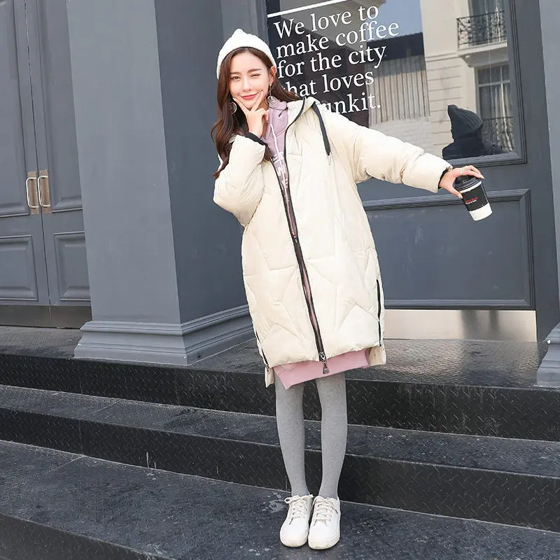 

Mid-length Cotton Coat Thick Coat Student Winter Korean-style College Style Harajuku BF Five-pointed Star Cotton-padded Clothes