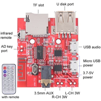 

Bluetooth Audio Receiver Board USB Sound Card 3Wx2 Amplifier Support U Disk