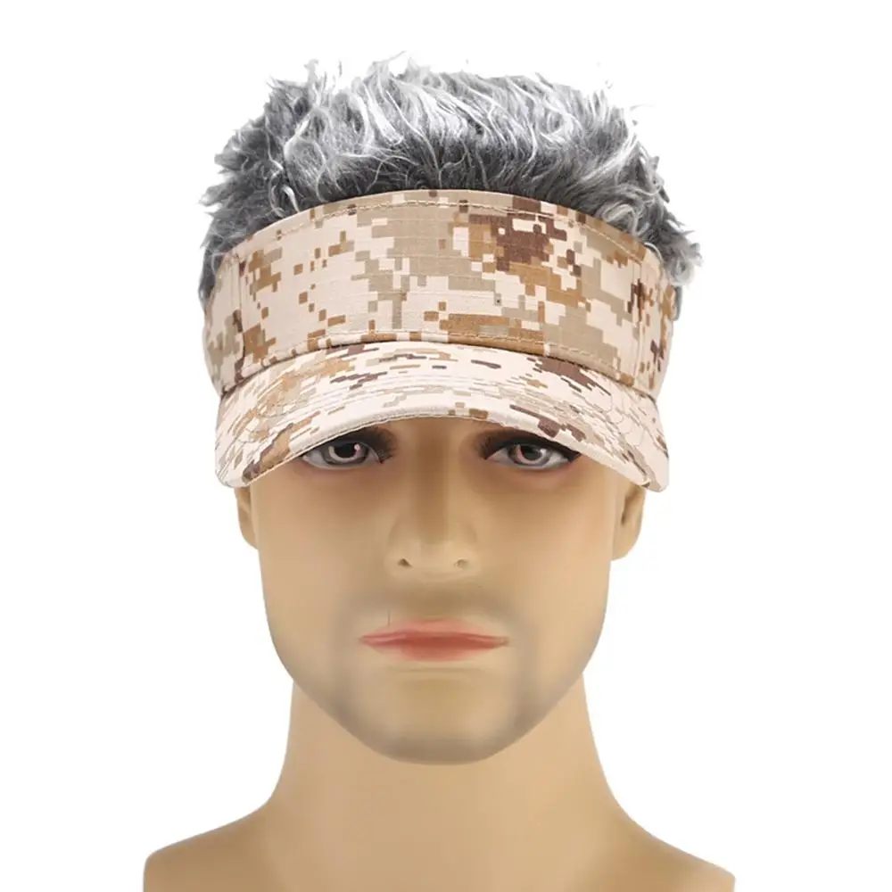 

Unisex Wig Sun Cap Adjustable Camouflage Golf Hats Novelty Hip Hop Baseball Cap