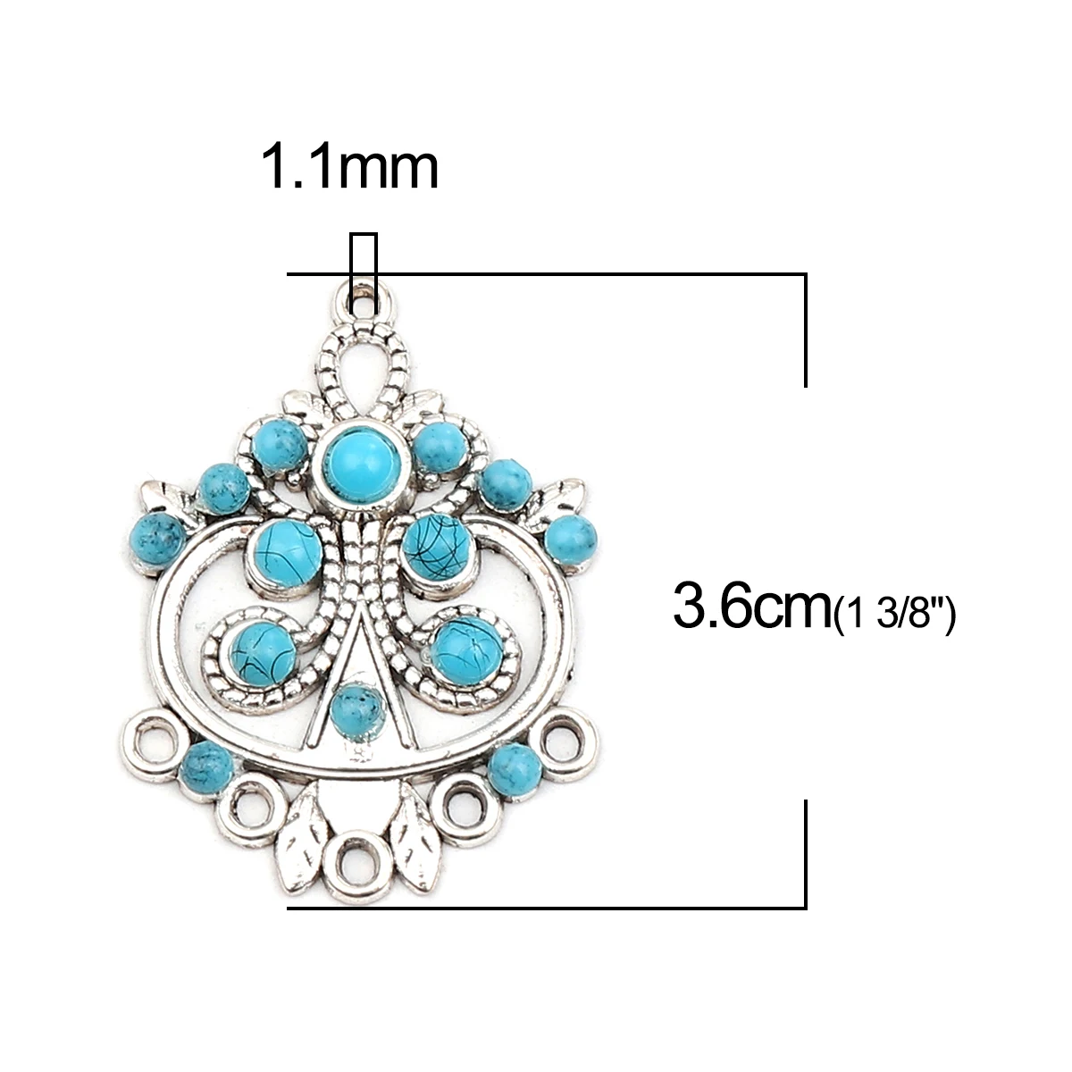 8 jahreszeiten Böhmischen Antique Silber Farbe Anschlüsse Unregelmäßigen Charms Blau Stein DIY Machen Ohrringe Metall Schmuck Erkenntnisse, 5-20PCs – Detail 13