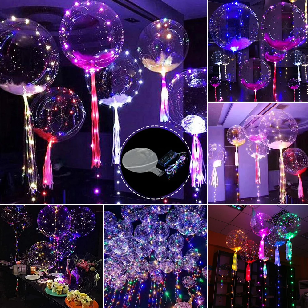 

1/2/4/6/10PCS 18inch Luminous LED Balloon Transparent Round LED Bubble Balloons For Birthday Party Supplies Wedding Decor D30