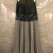 Осень и зима Новая женская симметричная диагональная карманная цветная блокирующая клетчатая плиссированная юбка средней длины 1119