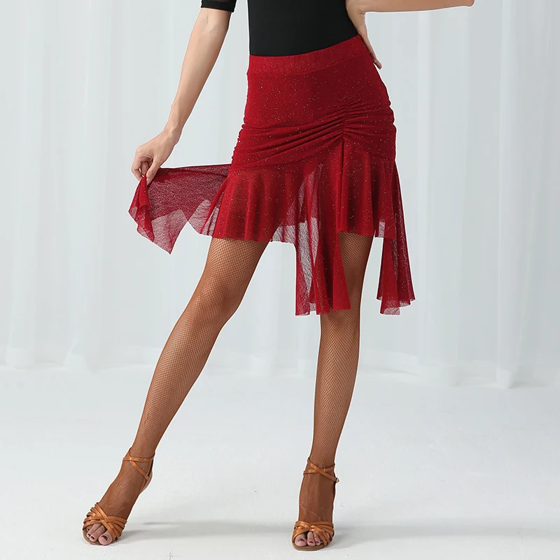 Новая юбка для латинских танцев Женская Одежда для танцев красная юбка для танцев ChaCha/Rumba/Samba одежда для современных танцев Chacha юбка для латинских танцев BL2150
