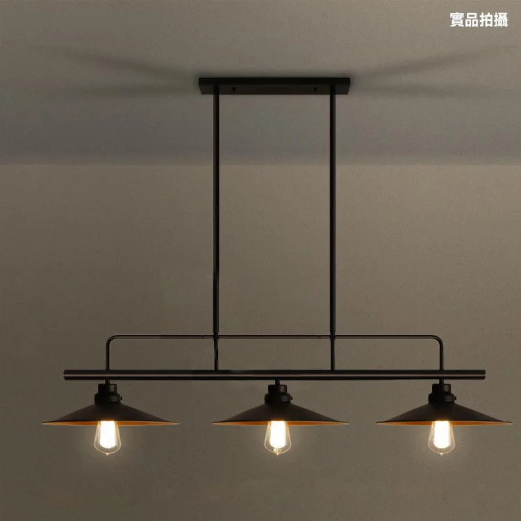 

loft retro industrial dining table pendant lamp three end pot cover bar dining room billiard table iron pendant lamp