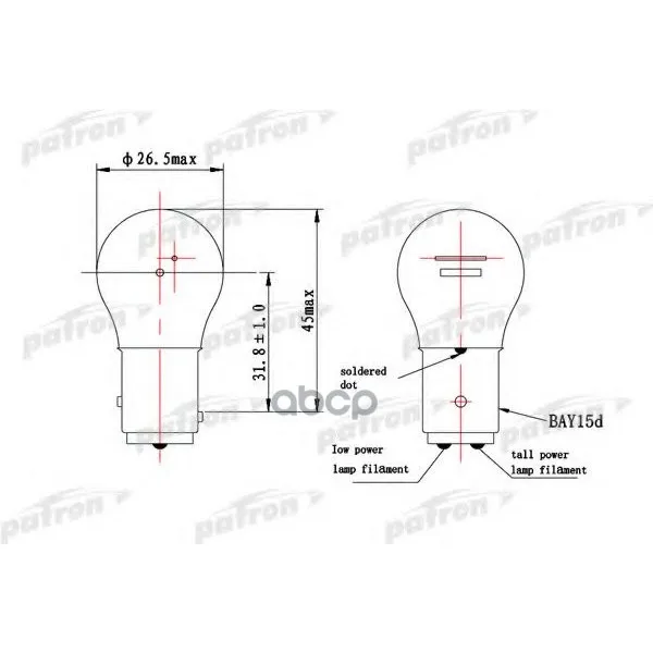 Filament lamp (10 pcs/lot) p21/5 W 24v 21/5W Bay15d PATRON. PLP21/5 | Автомобили и мотоциклы
