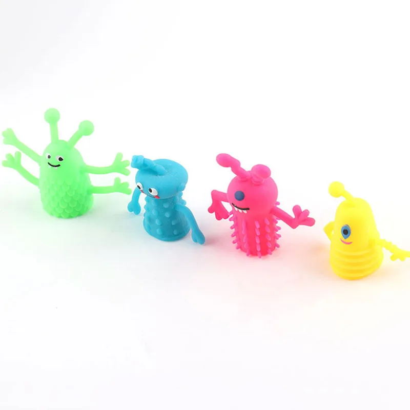 Colourful TPR Plastic Cute Mini Animal Monster Finger Dolls 4Pcs/Set Children Finger Puppet Toys Parents Storytelling Props animal finger puppet