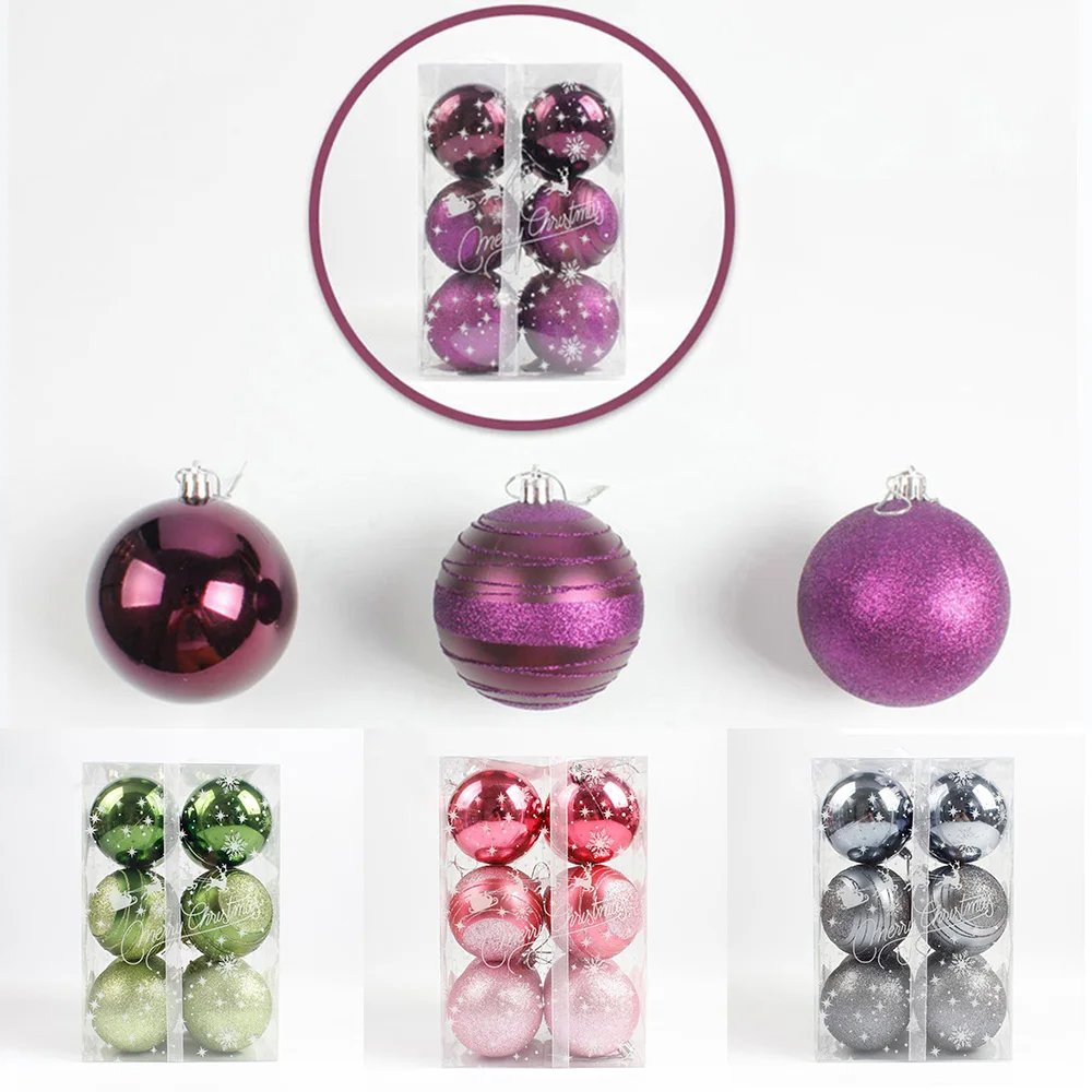 12pcs 8cm New Year Christmas Tree Ball Baubles Hanging Ornament Xmas Home Wedding Decoration Festive Supply Ornament