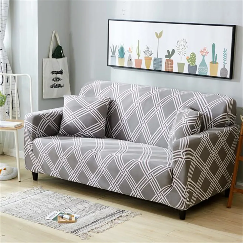 HM Life Elastic Sofa Cover Floral Geometric Printed Sofa 1/2/3/4 Seater Slipcovers For Living Room Decorative Furniture Covers