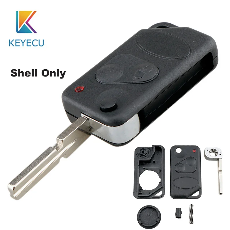 

KEYECU For Land Range Rver Discovery Freelander Defender 90 1995 - 2003 2004 Flip Remote Key Shell Case FOB 2 Button P38 Blade
