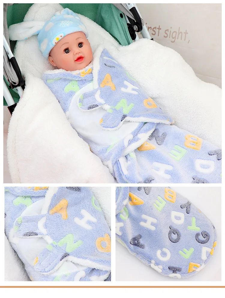 Swaddle blanket baby Sleeping Bag Velvet sack cotton Wrap Thicken Swaddling Infant outdoor winter YBC018