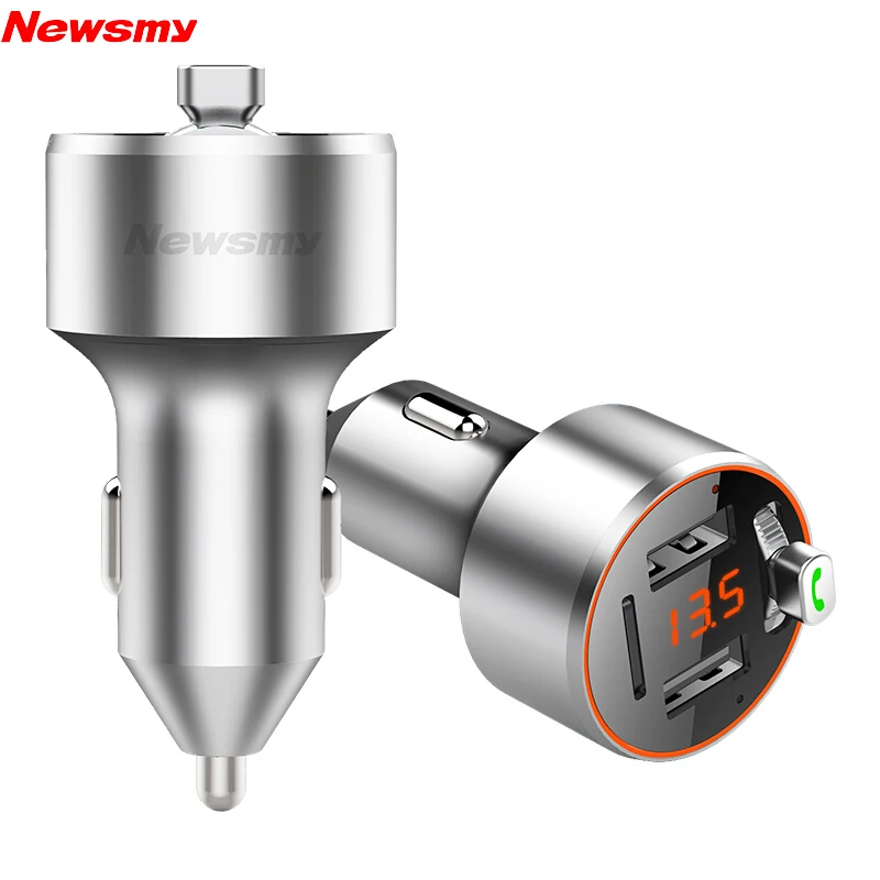 

C68 Portable Car Mp3 FM Transmitter Bluetooth MP3 Player Silver Metal Mini Car MP3 Support U Disk USB TF Card Fast Charging