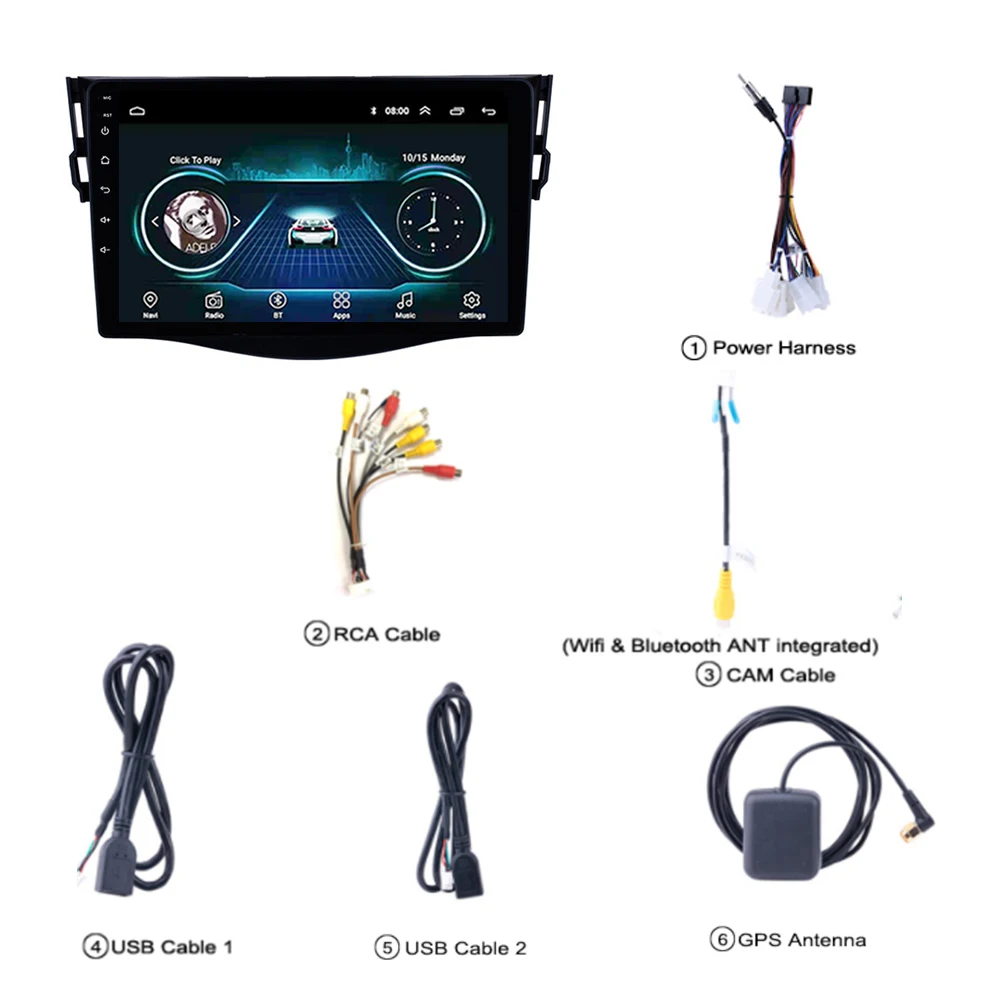 Perfect Car Radio for Toyota RAV4 2007-2012 MP5 Multimedia-player HD Screen DVD Buit-in Speaker/Microphone Support WIFI FM Bluetooth Rear View Camera Steering Wheel Control HD Video Player USB Mirror Link 4