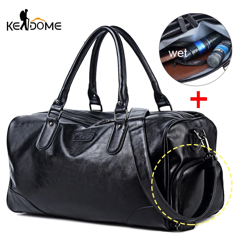 

Soft PU Leather Gym Bag Men Women Fitness Shoes Bags Travel Training Shoulder Dry And Wet Handbag Sac De Sporttas Gymtas XA221D