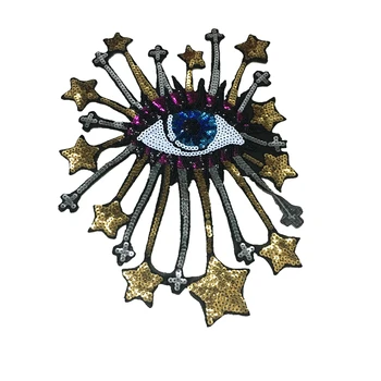 

Hotfix Evil Eye Patches Iron on Sequin Patches for Clothes Patch DIY for Sewing Accessories Stars Cross Eyeball Sequins Parches
