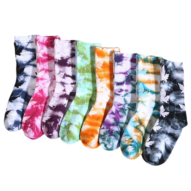 1 Pair Harajuku Cotton Skate Socks Men Women Sock Knee-high Funny Cycling Running Hiking Tie Dye Socks Couple Long Socks