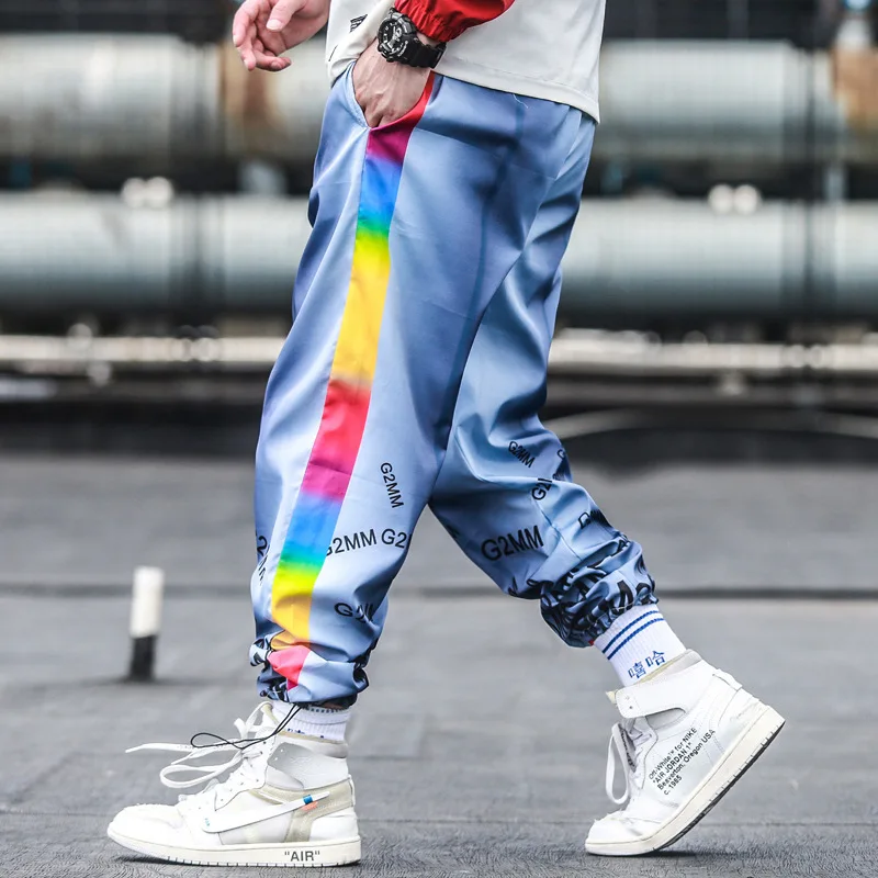 Men Fashion Hip-pop Haren Pants Loose Casual Athletic Pants Gradient Ankle Banded Trousers Jogging Pants
