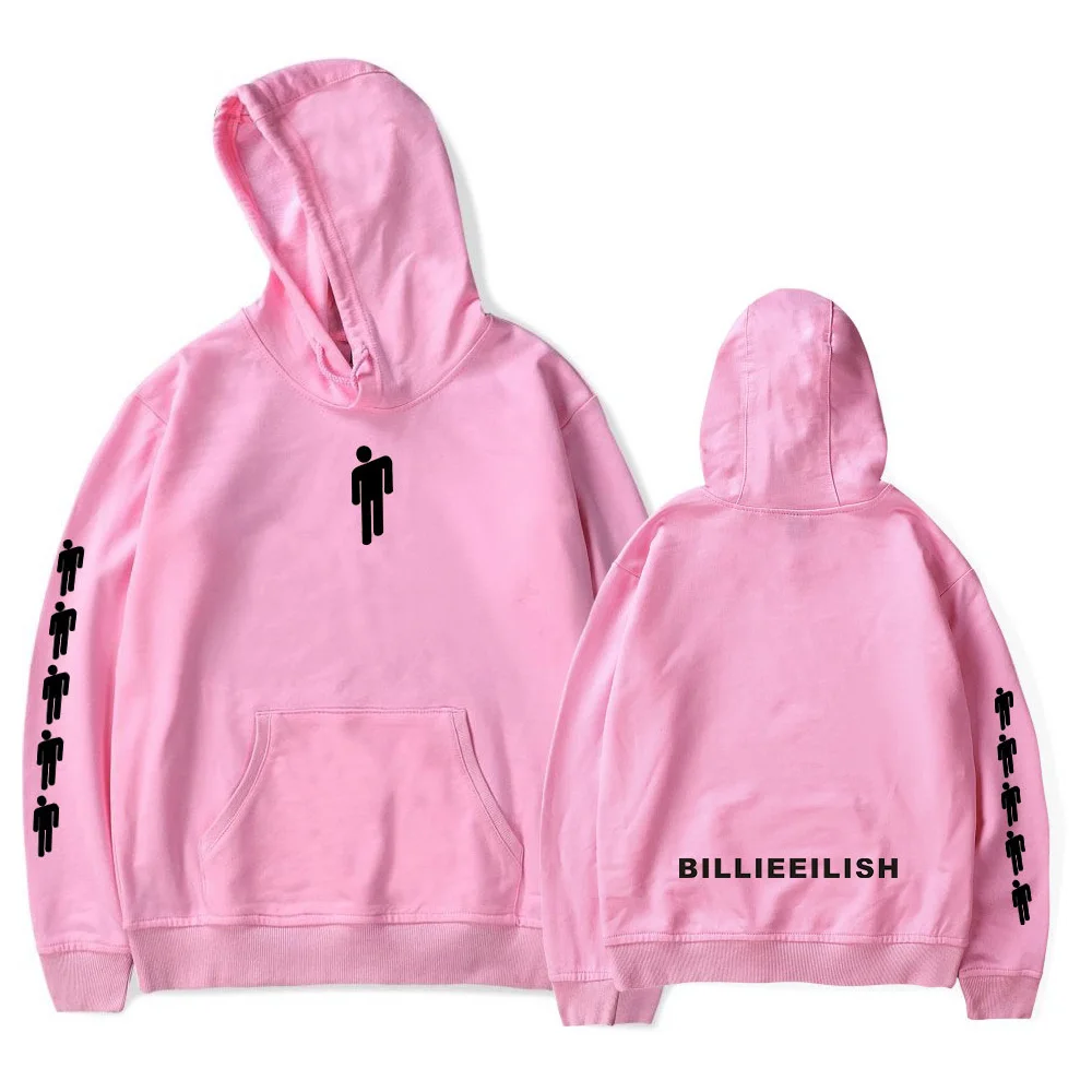 pink ren ou Billie Eilish Толстовка Мужская Черная Толстовка пара Billie Eilish Толстовка простая сохраняющая тепло Женская/Мужская толстовка одежда - Цвет: pink ren ou