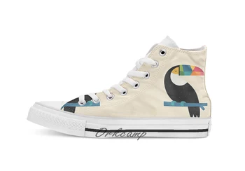 

Rainbow Toucan Custom Casual High Top lace-up Canvas shoes sneakers Drop shipping