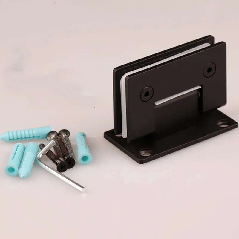 Matte Black Stainless Steel Bathroom Glass Clip Door Hinge 90 Degree New AB Style for Home Improvement
