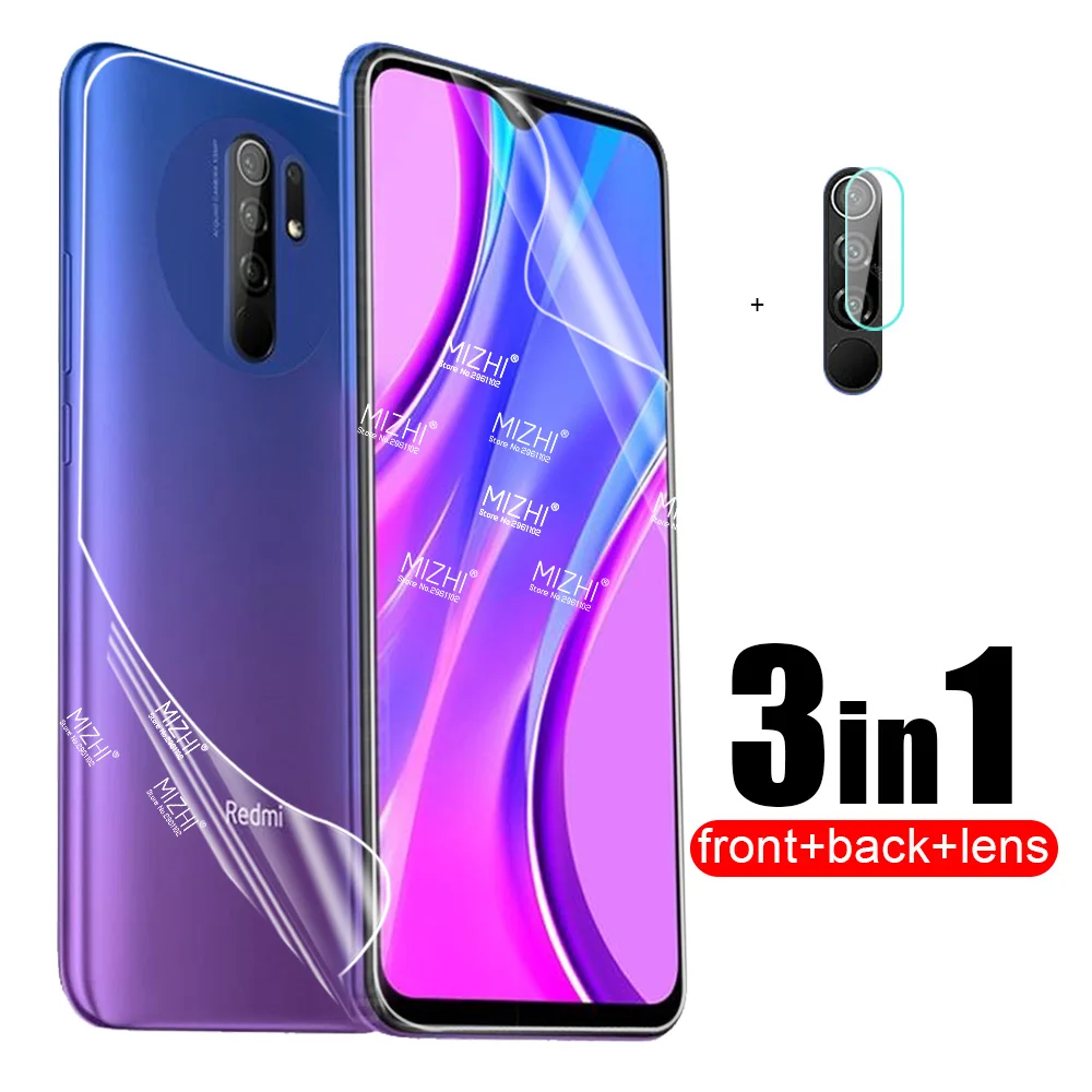 Гидрогелевая пленка 100D для xiaomi redmi 9 note 9s pro max защита экрана и камеры стекло мягкая