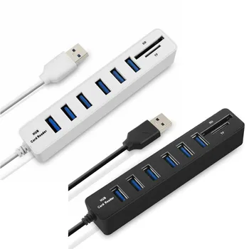 

8 Ports Hub Multi Functional USB 2.0 High Speed Memory Card Reader Adapter Splitter Cable Cord