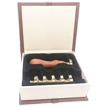 Набор печатей для воска, 6 штук, уплотнительные восковые штампы, медные уплотнения+ 1 деревянная рукоять, винтажный Ретро Классический начальный восковый комплект печатей