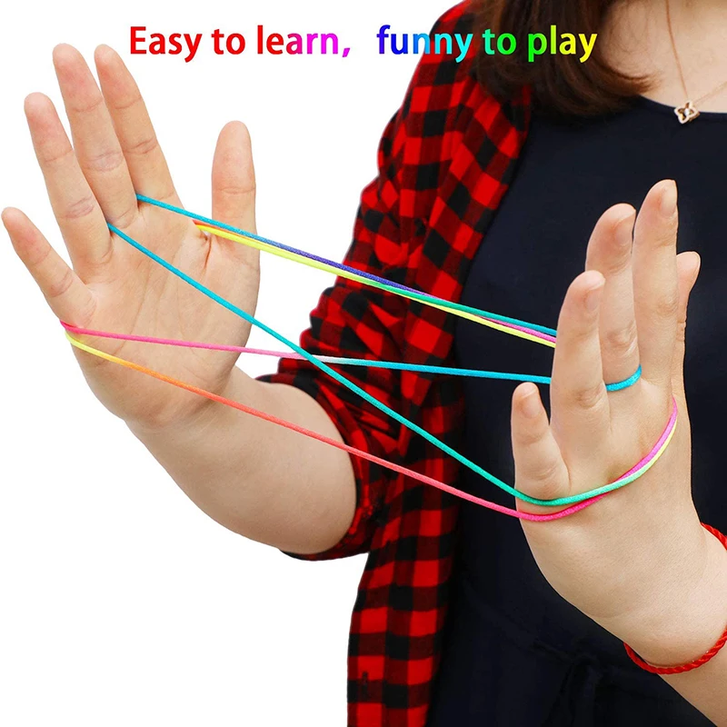 Cuerda de colores arcoíris para juegos de dedos, cuerda clásica, hilo de juguete, cuerda de mano, juego de rompecabezas, crear suministros de juguete