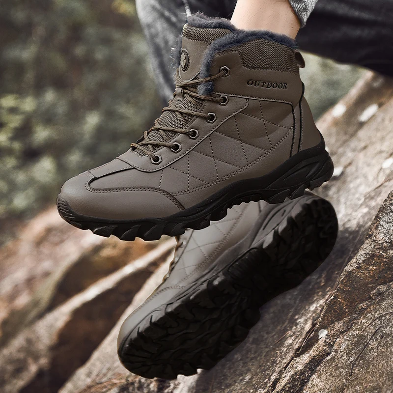 

Men's outdoor hiking boots, youth large size hiking boots, men's winter plush warm high-top boots, cold sports boots
